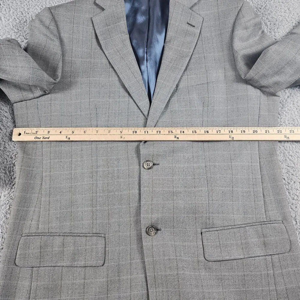 Pendleton Blazer Mens 42L Long Gray Wool Herringbone Sport Coat Jacket 2 Button